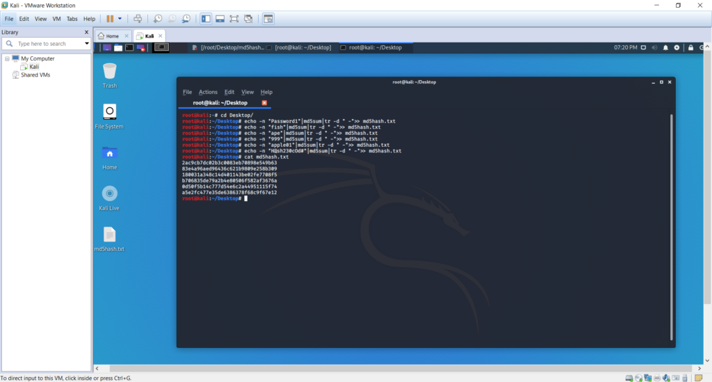 Viewing Hashes via Terminal